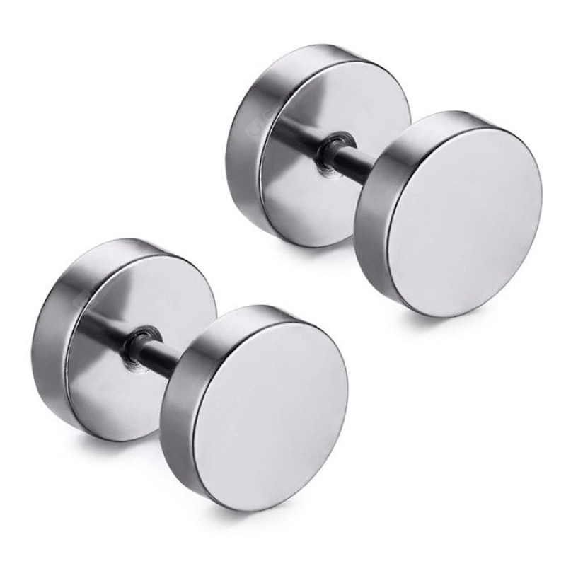 Stainless Steel High Polished Men Dumbbell Stud Earring