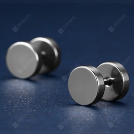 Stainless Steel High Polished Men Dumbbell Stud Earring