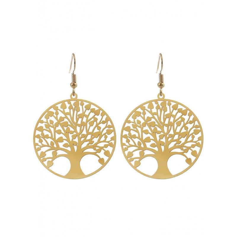 Tree of Life Round Hook Drop Earrings