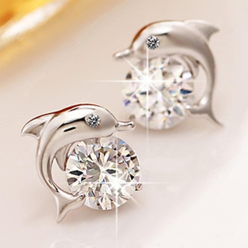 Pair of Lovely Dolphin Stud Earrings