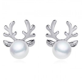 Pair of Faux Pearl Antlers Earrings