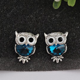 Stylish Faux Gem Owl Tiny Stud Earrings