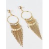 Vintage Crystal Embellished Metal Long Tassel Drop Earrings