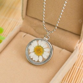 Sunflower Glass Circle Pendant Necklace