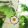 Sunflower Glass Circle Pendant Necklace