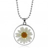 Sunflower Glass Circle Pendant Necklace