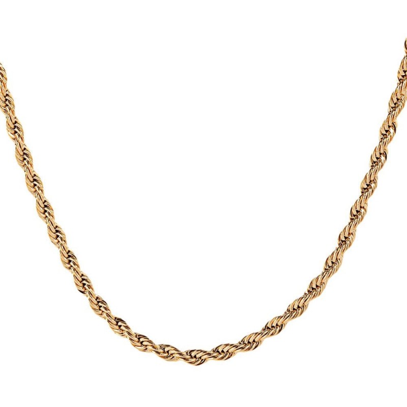 Stylish 24K Plated Gold Color Thick Rope Chain Necklace for Men