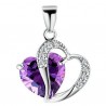 Sterling Silver Faux Crystal Gemstone Amethyst Heart Pendant Necklace