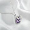 Sterling Silver Faux Crystal Gemstone Amethyst Heart Pendant Necklace