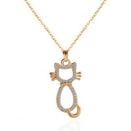 Rhinestone Kitten Pendant Necklace