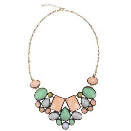 Water Drop Geometric Faux Gem  Necklace