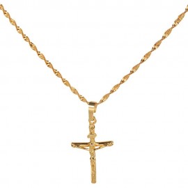 Stylish 24K Plated Gold Color Christian Cross Men Necklace