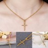 Stylish 24K Plated Gold Color Christian Cross Men Necklace