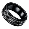 Womens Mens Fashion Double Rows Rhinestones Titanium Steel Wedding Jewelry Ring