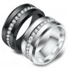 Vacuum Plated Single Row Diamond Stainless Steel Men's Ring