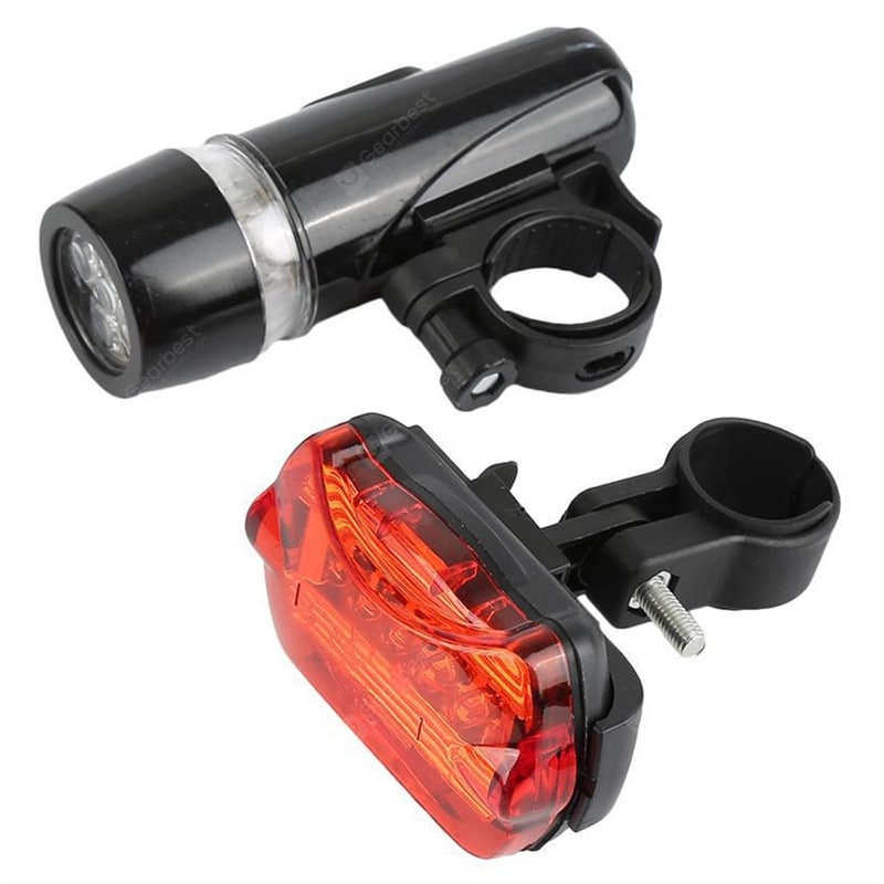 Waterproof 5 LED Lamp Bike Front Head Light Rear Safety Flashlight Set