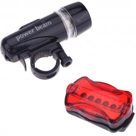 Waterproof 5 LED Lamp Bike Front Head Light Rear Safety Flashlight Set