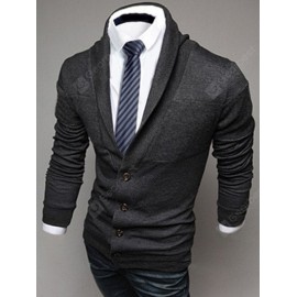 Shawl Collar Long Sleeve Button Up Cardigan