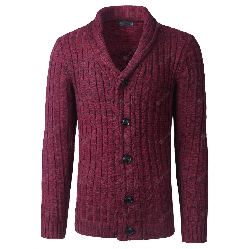 Shawl Collar Button Up Twist Striped Texture Cardigan