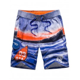 Tie Dye Sailboat Print Swim Trunks