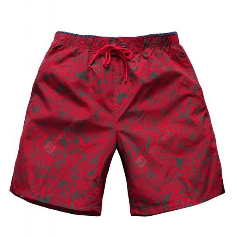 Straight Leg Drawstring Floral Board Shorts