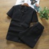 Summer Wear Men's Fashion Short Sleeved Cotton Shirts with Pants