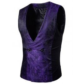 V Neck Paisley Double Breasted Waistcoat