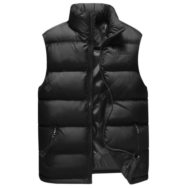 Zipper Pocket Embroidery Quilted Vest