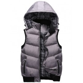 Zip Up Detachable Hood Padded Vest