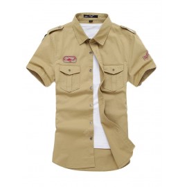 Pure Cotton Men Military Uniform Short Sleeve Shirt