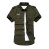 Pure Cotton Men Military Uniform Short Sleeve Shirt