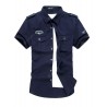 Pure Cotton Men Military Uniform Short Sleeve Shirt