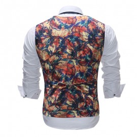 Plus Size Mens Casual Printed Waistcoat Suit Vest