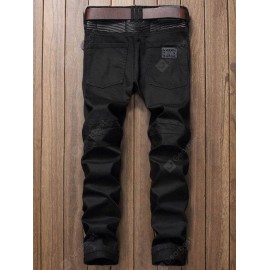 Zip Fly Straight Leg Biker Jeans