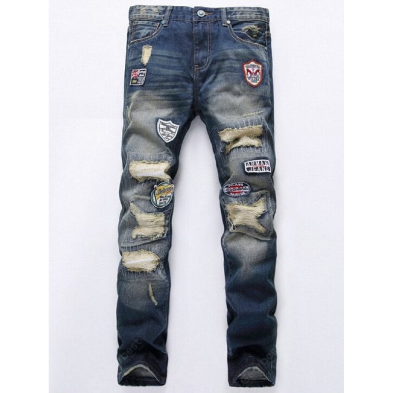 Patch Design Broken Hole Jeans