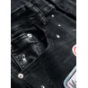 Stylish Embroidered Badge Design Jeans for Men