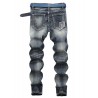 Retro Zipped Patch Jeans for Men