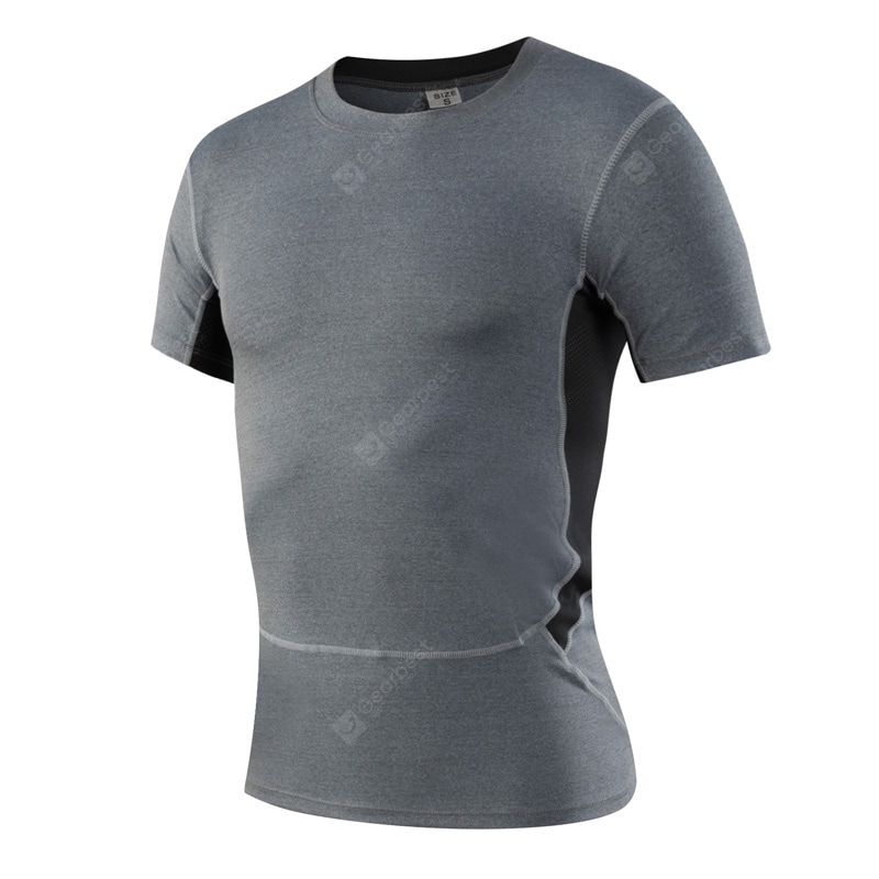 Quickly Dry Men'S Short T-Shirt Elastic Sportswear Fitness Tight Running Shirt