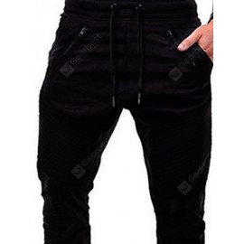 Zippers Embellished Drawstring Jogger Pants