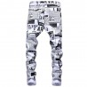 Zipper Fly Newspapers Print Skinny Jeans