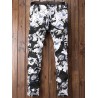 Zipper Fly Paint Splatter Geometric Print Jeans