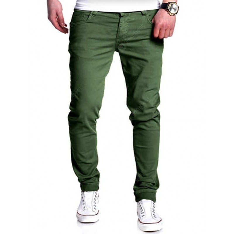 Zipper Fly Basic Straight Leg Pants