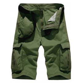 Zipper Fly Pockets Embellished Design Cargo Shorts