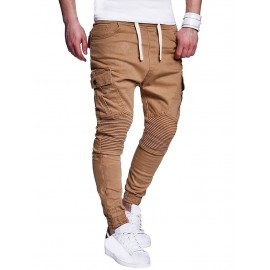 Solid Color Pleated Harem Casual Pants for Men