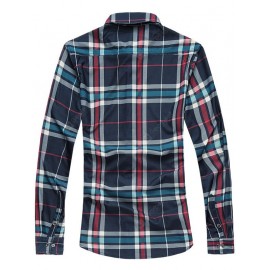 Plaid Turn-down Collar Long Sleeve Shirt