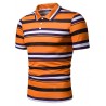 PL35 Men's Contrast Stripe Slim Lapel Casual Shirt