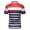 PL42 Men Slim Contrast Stripe Lapel Casual T-shirt