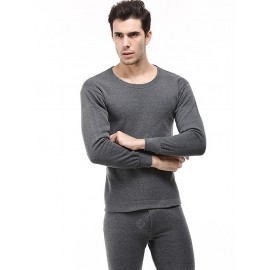 Winter Underwear Men Clothing Plus Velvet Thick Slim Round Neck