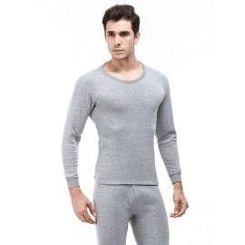 Winter Underwear Men Clothing Plus Velvet Thick Slim Round Neck