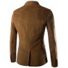 Trendy Slimming Stand Collar Single Breasted Color Block Edging Long Sleeve Woolen Blend Blazer For Men